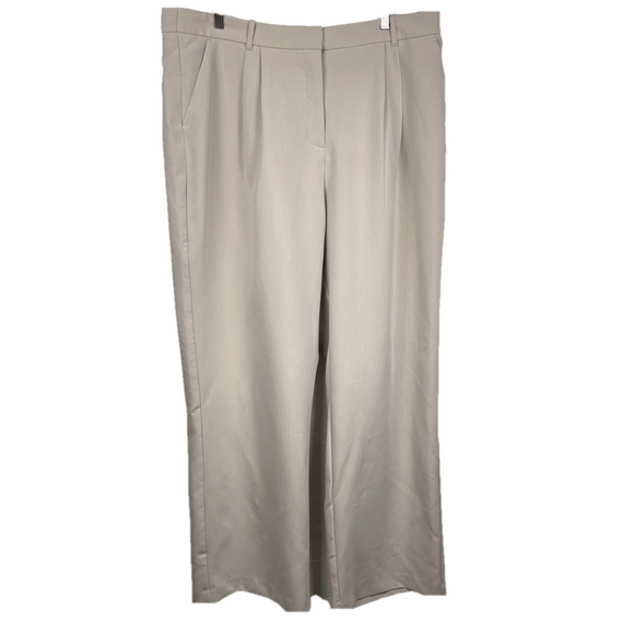 Abercrombie Sloane Tailored Wide Leg Pant Curve Love A&F light taupe size 35 /20 - Picture 2 of 10